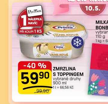 ZMRZLINA S TOPPINGEM vybrané druhy 900 ml
