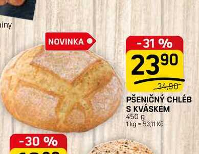PŠENIČNÝ CHLÉB S KVÁSKEM 450 g