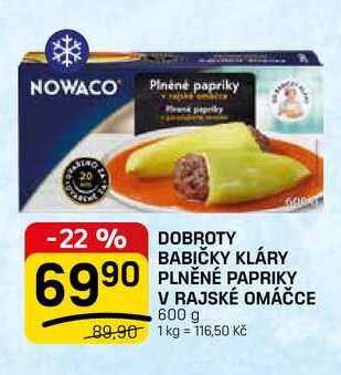 DOBROTY BABIČKY KLÁRY PLNĚNÉ PAPRIKY V RAJSKÉ OMÁČCE 600 g 