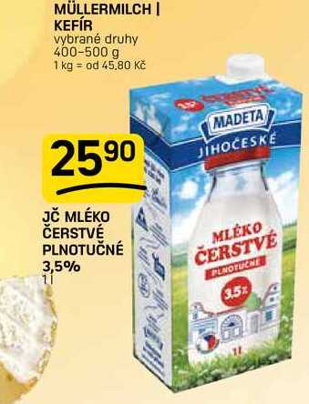 JČ MLÉKO ČERSTVÉ PLNOTUČNÉ 3,5% 1l