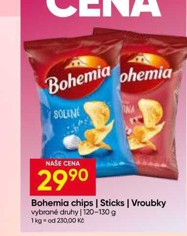 Bohemia Chips 120-130g, vybrané druhy