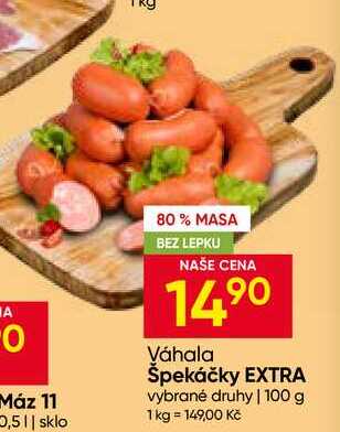 Váhala Špekáčky EXTRA vybrané druhy 100 g 