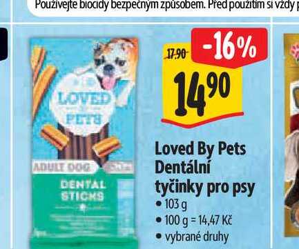   Loved By Pets Dentální tyčinky pro psy  103 g 