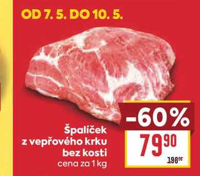 špalíček z vepřového krku bez kosti cena za 1 kg 