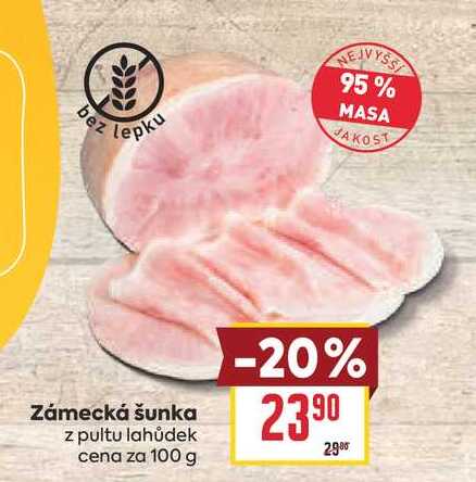 Zámecká šunka z pultu lahůdek cena za 100 g 