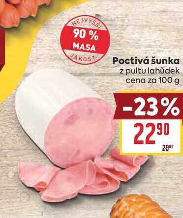 Poctivá šunka z pultu lahůdek cena za 100 g