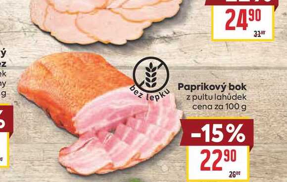 Paprikový bok z pultu lahůdek cena za 100 g