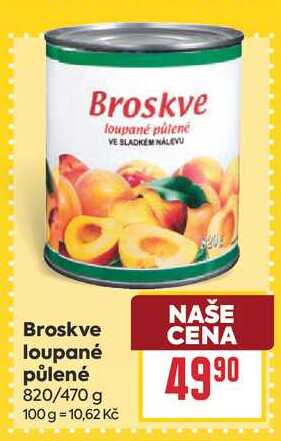 Broskve loupané půlené 4990 820/470 g 