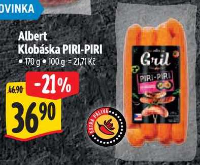 Albert Klobáska PIRI-PIRI, 170 g  