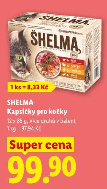 SHELMA Kapsičky pro kočky, 12x 85 g