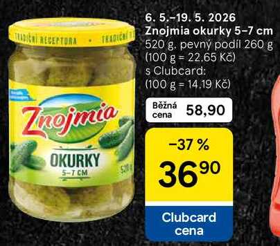 Znojmia okurky 5-7 cm, 520 g, pevný podíl 260 g 