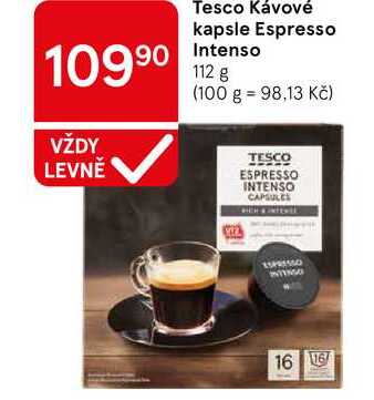 Tesco Kávové kapsle Espresso Intenso, 112 g 
