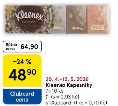 Kleenex Kapesníky, 7x 10 ks 