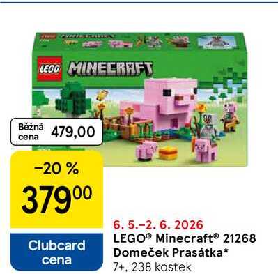 LEGO® MinecraftⓇ 21268 Domeček Prasátka 7+, 238 kostek 