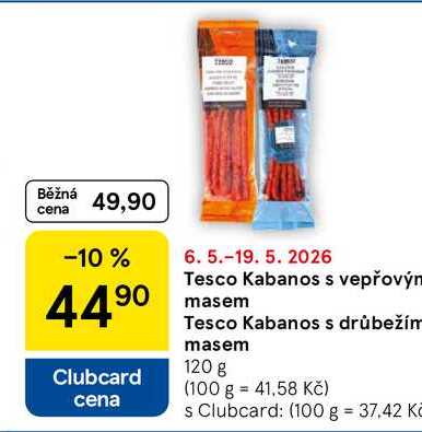 Tesco Kabanos s drůbežím masem, 120 g 
