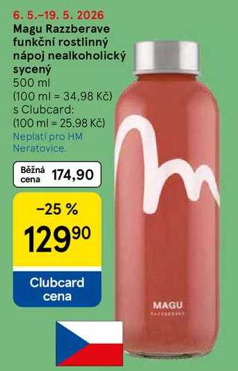 Magu Razzberave funkční rostlinný nápoj nealkoholický sycený, 500 ml 