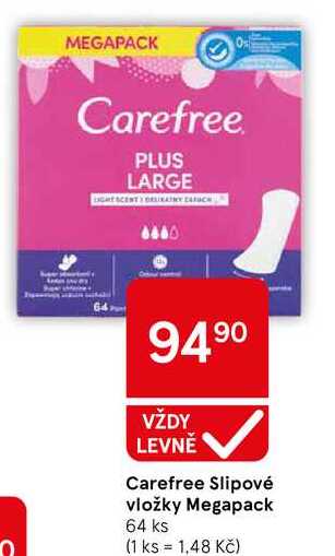 Carefree Slipové vložky Megapack, 64 ks  