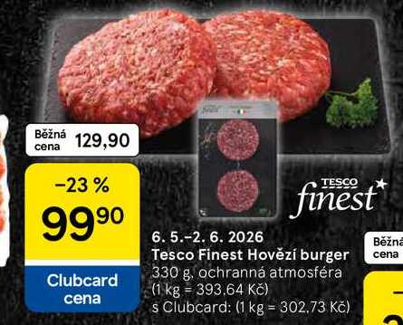 Tesco Finest Hovězí burger, 330 g 