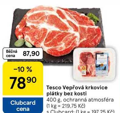 Tesco Vepřová krkovice plátky bez kosti, 400 g 
