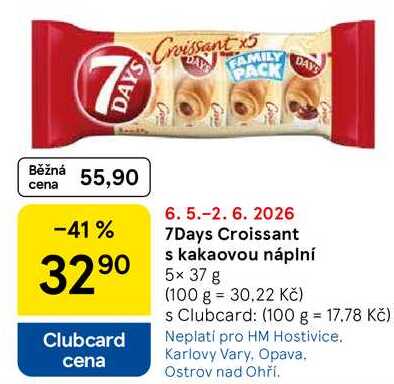 7Days Croissant s kakaovou náplní, 5x 37 g 