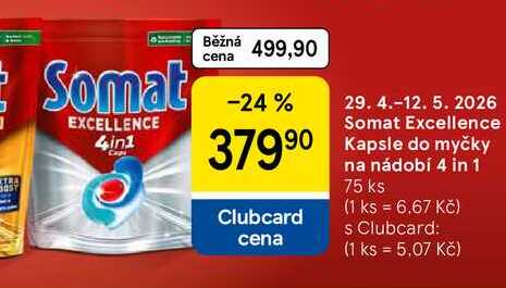Somat Excellence Kapsle do myčky na nádobí 4 in 1, 75 ks 