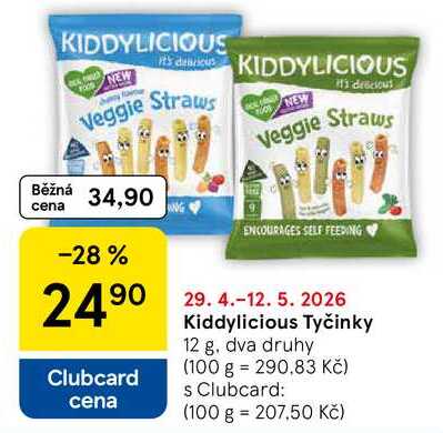 Kiddylicious Tyčinky, 12 g 