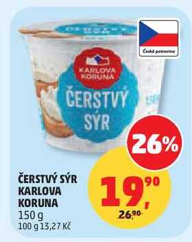 ČERSTVÝ SÝR KARLOVA KORUNA, 150 g  