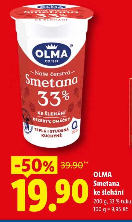 OLMA Smetana ke šlehání, 200 g