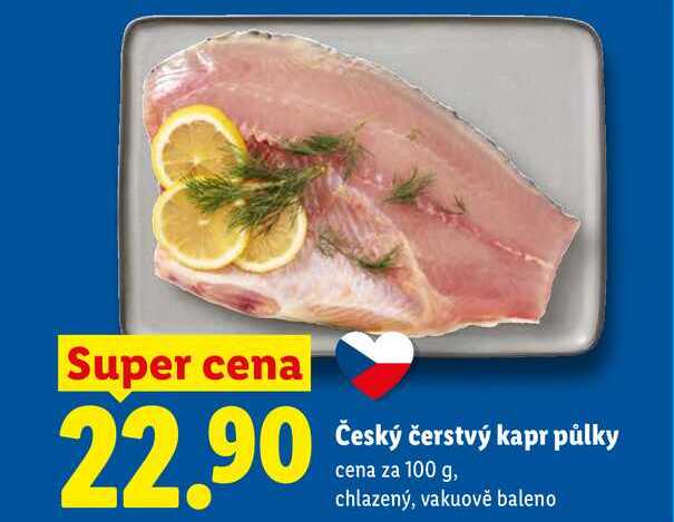 Český čerstvý kapr půlky, cena za 100 g