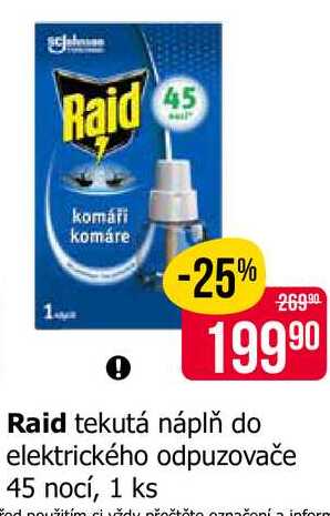 Raid tekutá náplň do elektrického odpuzovače 45 nocí, 1 ks 
