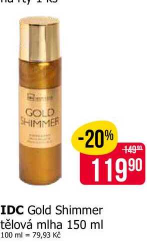 IDC Gold Shimmer tělová mlha 150 ml