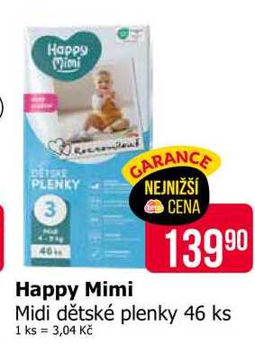 Happy Mimi Midi dětské plenky 46 ks 