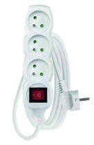 EMOS PRODLUŽOVACÍ KABEL S VYPÍNAČEM BÍLÝ, 3 ZÁSUVKY, MAX. 10 A/2300 W, 3 M