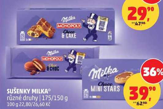 SUŠENKY MILKA MINI STARS různé druhy, 175/150 g 