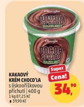 KAKAOVÝ KRÉM CHOCO'LA s lískooříškovou příchutí, 400 g