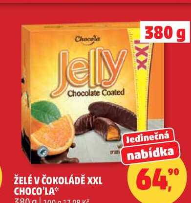 ŽELÉ V ČOKOLÁDĚ XXL CHOCO'LA, 380 g