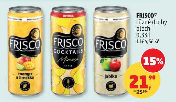 FRISCO různé druhy plech, 0,33 l