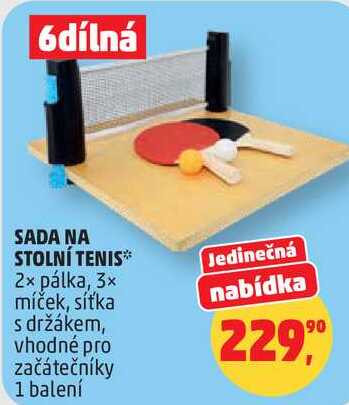 SADA NA STOLNÍ TENIS 2x pálka, 3× míček, síťka s držákem, vhodné pro začátečníky, 1 balení