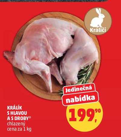 Králičí KRÁLÍK S HLAVOU AS DROBY chlazený, 1 kg