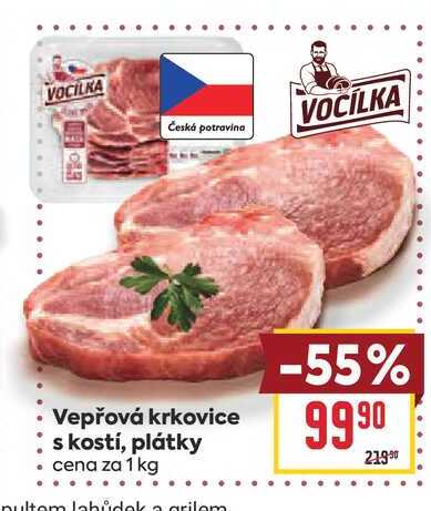 Vepřová krkovice s kostí, plátky cena za 1kg