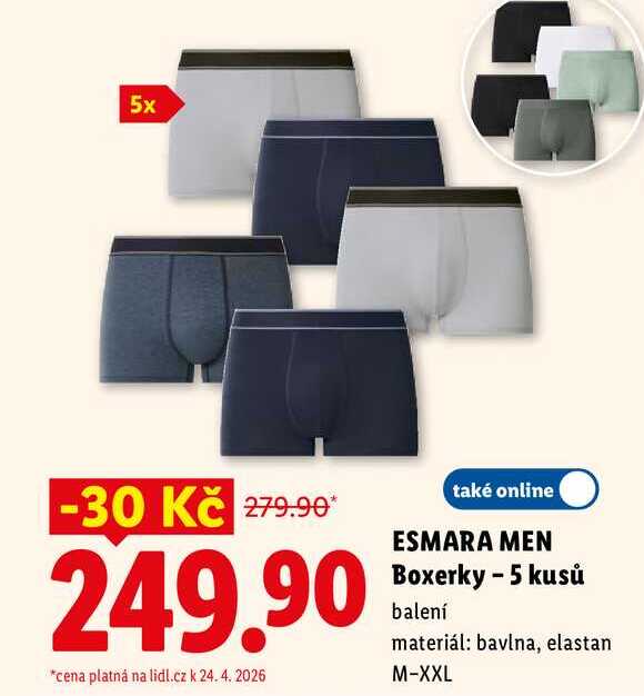 ESMARA MEN Boxerky - 5 kusů 