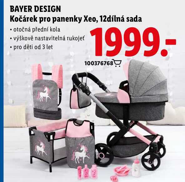 BAYER DESIGN Kočárek pro panenky Xeo, 12dílná sada 