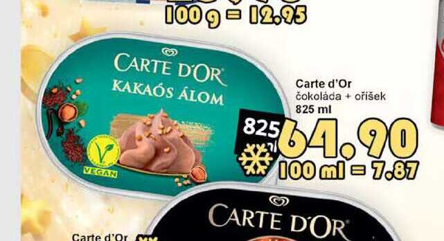 Carte D'Or zmrzlina 825ml, vybrané druhy 