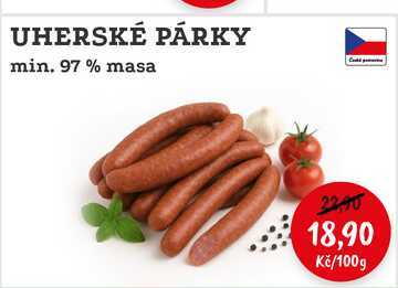 UHERSKÉ PÁRKY min. 97% masa 100g 