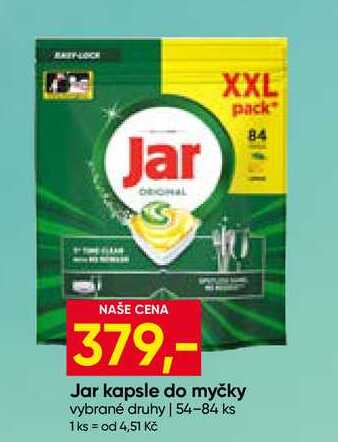 Jar kapsle do myčky vybrané druhy 54-84 ks 