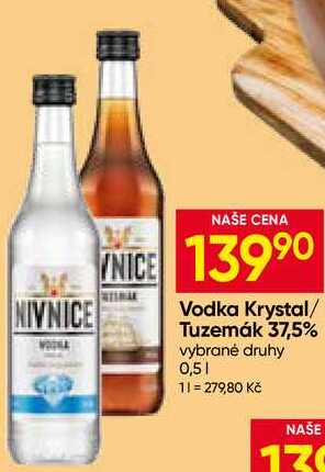 Vodka Krystal/ Tuzemák 37,5% vybrané druhy 0,5l