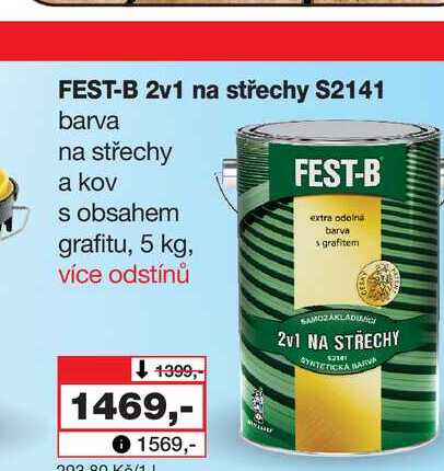 FEST-B 2v1 na střechy S2141 barva na střechy a kov s obsahem grafitu, 5 kg