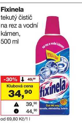 Fixinela tekutý čistič na rez a vodní kámen, 500 ml