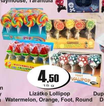 Lzátko Lollipop Watermelon, Orange, Foot, Round 15g