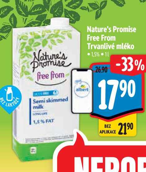   Nature's Promise Free From Trvanlivé mléko 1,5% 1 l